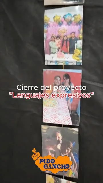 Fotos colgadas de un hilo sobre fondo negro durante el cierre de Lenguajes expresivos